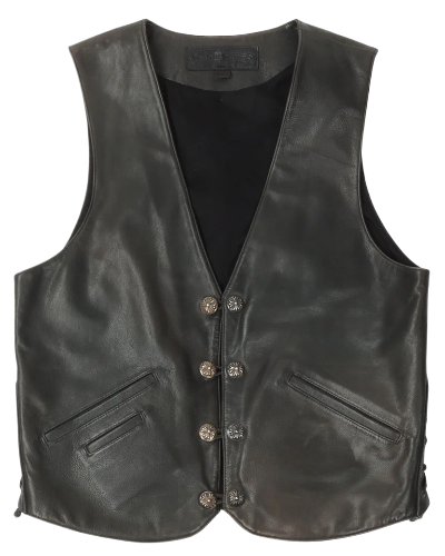 Black 1993 Vintage Leather Vest | Chrome Hearts