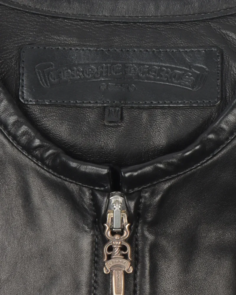 Jet Black Gun Slinger Leather Jacket | Chrome Hearts