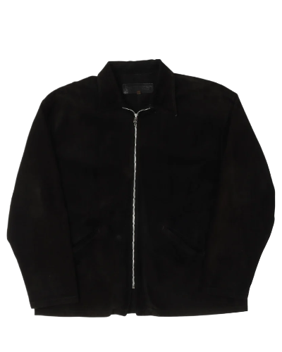 Black Suede Leather Zip Up Jacket | Chrome Hearts