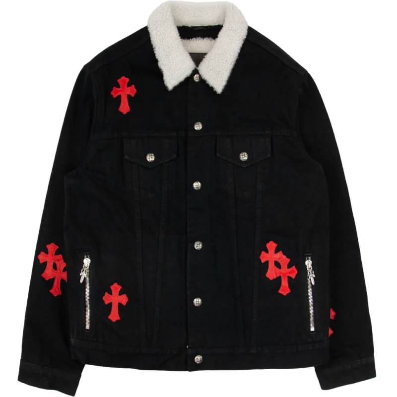 1/1 Leather Patch Shearling Denim Trucker | Chrome Hearts