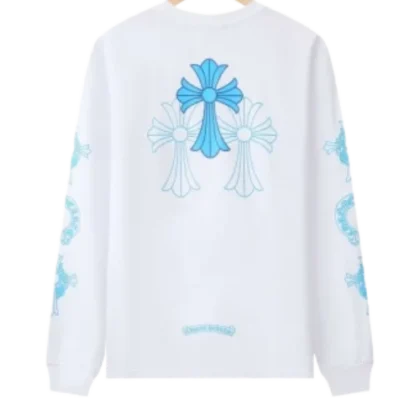 Chrome Hearts Blue Cross Floral Sleeve Long Sleeve T-Shirt