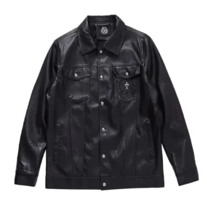 Cross leather Jacket 925 Silver | Chrome Hearts