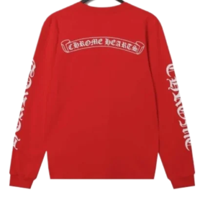 Chrome Hearts Logo Sanskrit Red Long Sleeve T-Shirt