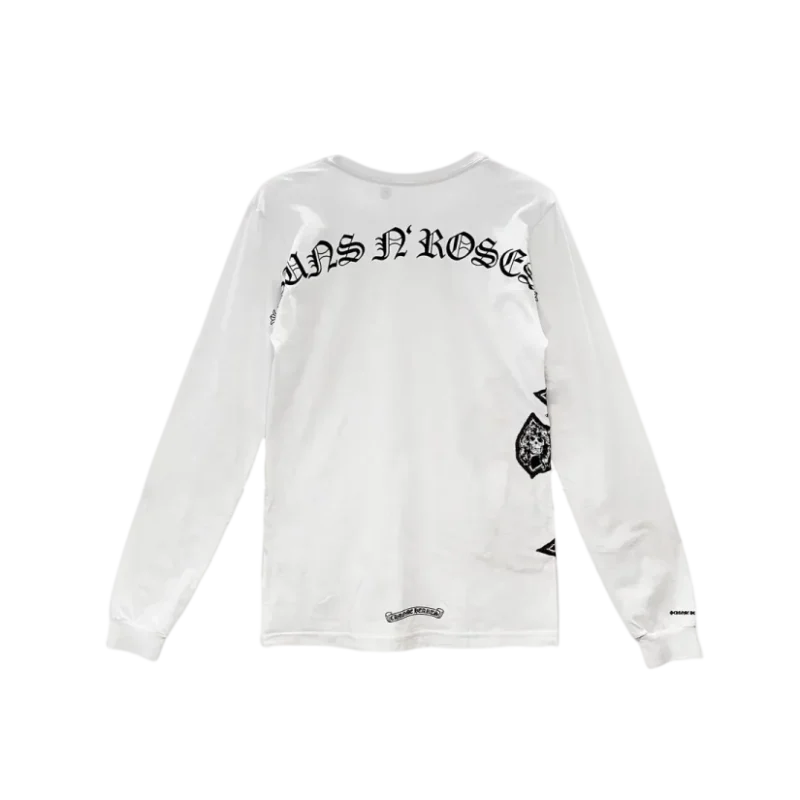 Gun Roses White Cross Embroidery Logo Long Sleeve T shirt