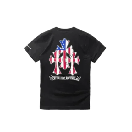 USA Flag Triple Cross Logo Short Sleeve Tee